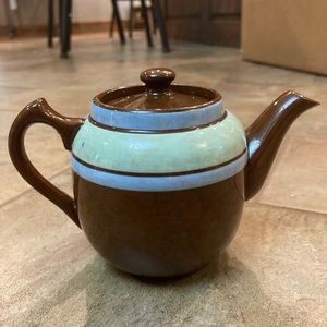 Sadler Ceramic Striped Teapot Made in Staffordshire England Blue Green Brown